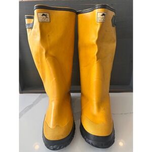Lynx Rain Boots Mens Yellow Good Vintage Rubber High Calf Waterproof Lug Sole